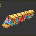Kids Brightly Colored Toy Train With Elephant Shaped Head And Three Decorative Carriages