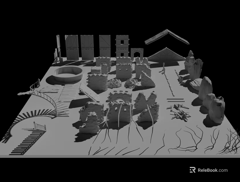 Detailed Architectural Component Model With Diverse Geometric Shapes And Structural Elements 3d model 