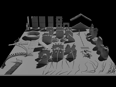 Detailed Architectural Component Model With Diverse Geometric Shapes And Structural Elements 3d model