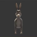 White Donkey 3D Model With Large Ears On Black Background Reflective Ground Surface 3d model