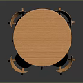 Round Wooden Dining Table Set With Four Chairs And Black Seats