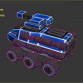 3D Model Robot Vehicle With Blue Black Mechanical Design And Multiple Wheels