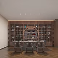 Elegant Chinese Style Private Room With Large Windows And Furniture
