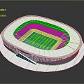 Modern Round Stadium Architecture With Green Turf And White Seating Design Structure 3d model