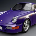Purple Porsche 964 Classic Sports Car With Vintage Headlights And Alloy Wheels