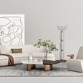 Modern Sofa Coffee Table Combination Single Sofa Multiplayer Sofa Floor Lamp 3d model