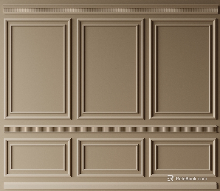Classic Wall Decoration With Gypsum Molding 3d model 