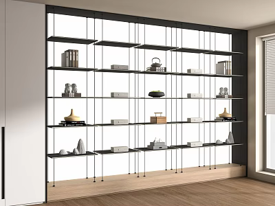 Modern Open Etagere Featuring Multiple Shelves With Books Vases And Decorative Items 3d model