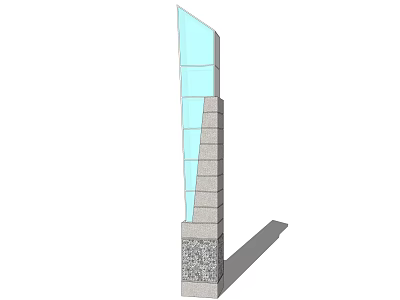 Modern Outdoor Light With Glass Panels And Stone Base For Exterior Decoration 3d model