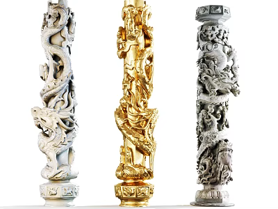 New Chinese Style Pillar Dragon Pillar 3d model