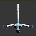 Ice Themed Blue and White Gorilla Game Character 3D Model with Stretching Arms