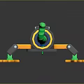 Character Creature 3D Model With Green Spiral Structure And Orange Hands