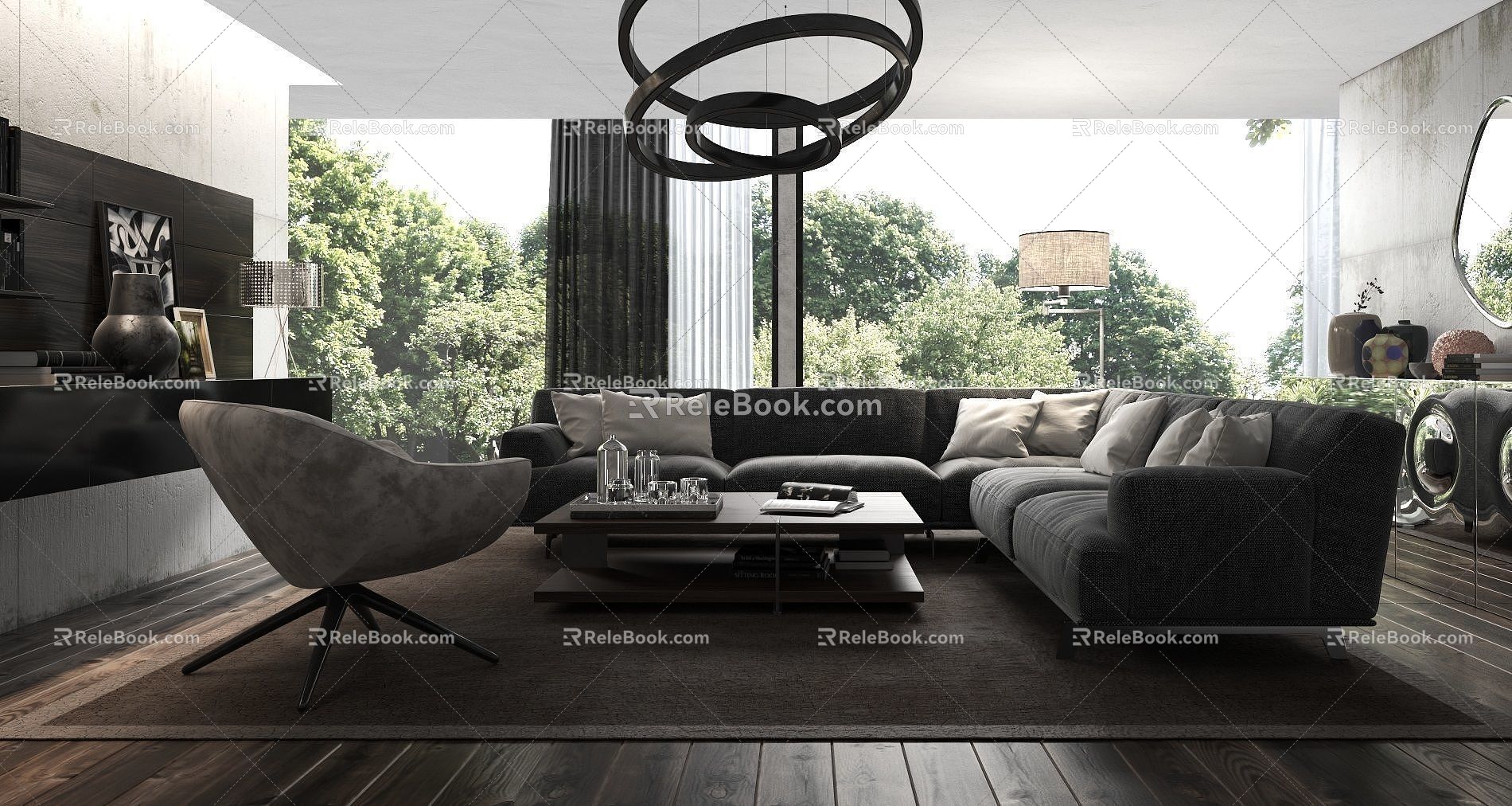 Modern beautiful living room 3d model