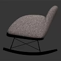 Light Pink Fabric Rocking Chair with Curved Backrest Armrests Black Rocking Legs Modern Minimalist Design