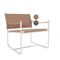 Modern Black Leather Leisure Chair With Chrome Metal Frame And Armrests