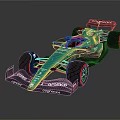 Teal Formula 1 Racing Car With Aramco Cognizant Sponsors And Streamlined Design