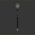 Enchanting Magic Staff With Red Shaft Blue Gemstone And Golden Top Ornament