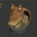 Game Movie Character 3D Model Pink Skin Yellow Eyes Open Mouth Reptilian Head Gray Base