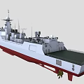 Modern Naval Warship With Red Bottom Hull And Sophisticated Features 3d model