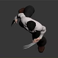 Man In White Tank Top And Gray Pants With Extended Metal Claws Standing