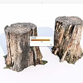 Natural Wooden Tree Stumps With Rustic Texture And Rough Surface 3d model