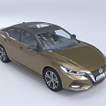 Golden Nissan Sedan With Panoramic Sunroof And Modern Alloy Wheels Design