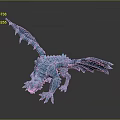 Blue Scaled Fantasy Dragon Character as Luminous Winged Creature with 3D Model Details