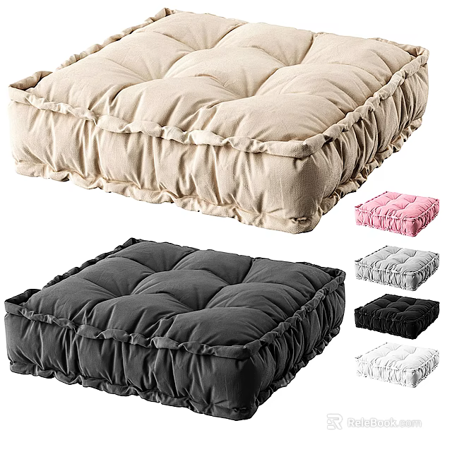 Square Ruffled Edge Cushion Pads in Multiple Colors for Home Living Essentials 3d model 