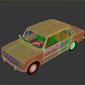 Yellow Vintage Classic Car With Worn Exterior Retro Design And Old Fashioned Body