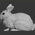 White Rabbit Sculpture With Textured Fur Long Ears Whiskers And Black Eyes On Smooth Surface