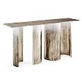 Modern Metallic Console Table With Cylindrical Textured Legs And Rectangular Top