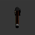 Tactical Handgun With Orange Grip And Distressed Metal Body Design