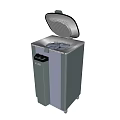 Public Facility Gray Trash Bin With Grid Design And Pedal Operated Lid