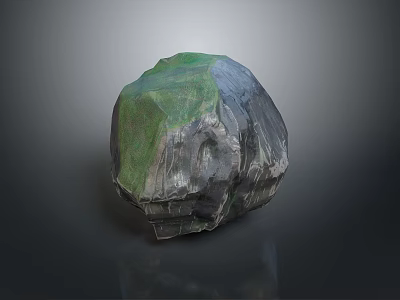Wood and Stone Natural Decorative Object With Green Gray Texture Unique Surface Finish 3d model