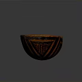 Traditional Artisanal Sculpted Bowl With Orange Interior And Black Geometric Patterns