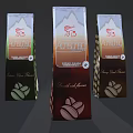 Elegant Home Decor Ornament Set With Three Colorful Coffee Bags And Bean Patterns