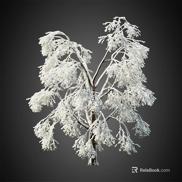 Snow Covered Arbor Tree With Frosty White Branches In Winter Scene 3d model 