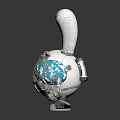Rabbit Shaped Doll in Astronaut Costume with White Ears Transparent Blue Visor and Silver Details