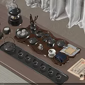 Traditional Chinese Tea Set with Wooden Tray Teacups Teapot and Tea Ceremony Items