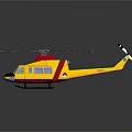 Yellow Aerospace Helicopter With Red White Rotors Against Black Background