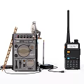 Vintage Audio Headphones And Speaker Set With Retro Antenna And Design
