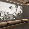 Home Theater Room With Black And White Film Projection On Wall And Projector