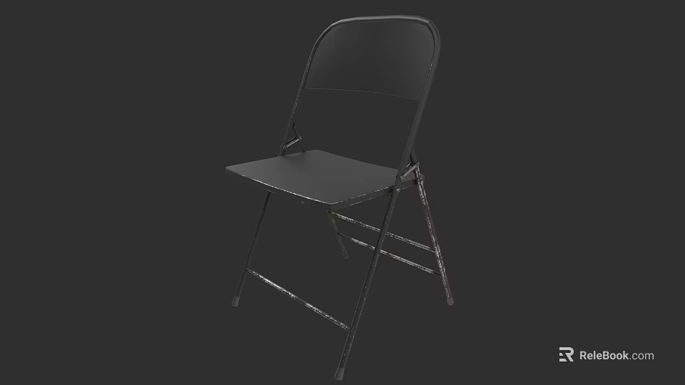 Black Folding Dining Chair With Metal Frame Lightweight And Durable Design 3d model 