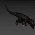 Realistic Standing Tyrannosaurus Rex Dinosaur Model With Open Mouth Dark Background