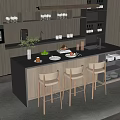 Modern Bar Chair Combination 3d model