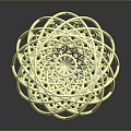 Yellow Woven Sphere Made Of Thin Strips On Black Background With Reflection