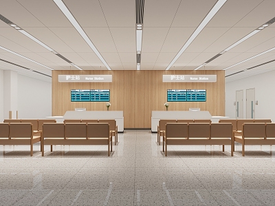 Hospital nurse station rest waiting area aisle 3d model