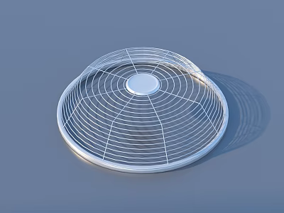 White Metal Circular Fan Guard With Grid Design And Central Circular Part For Household Use 3d model