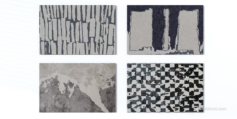 Abstract Pattern Square Rugs With Geometric And Textured Design Elements 3d model