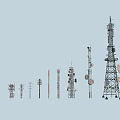 Different Types of Telecommunication Equipment Such as Towers Satellite Dishes Telephone Poles and Antennas